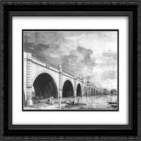 Canaletto matted crnarna ukrašena uokvirena umjetnička štampa 'London Westminster Bridge pod popravkom'