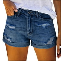 Finelylove ženske kratke hlače za elastične strugove Ženske kratke hlače za ljetni Jean High Squik Rise