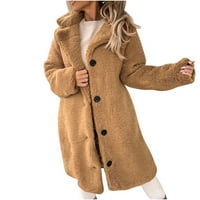 TOQOT Ženska jakna od runa - dugačka dugmeta dolje Ležerne prilike sa slobodnim zimskim kaputima za