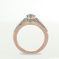 Halo nakit 14k Rose Gold 0. Carat Round i Baguette Cut bijeli prirodni dijamantski angažman vjenčani mladenci za žene za žene Veličina prstena-8