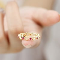 Otvoreno srce Puni vječni prsten sa laboratorijama stvorio rubin za žene, 14k žuto zlato, US 3,00