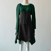 Ženske haljine Gothic Retro dugih rukava Trumetni rukav O-izrez korzetske haljine patchwork asimetrične
