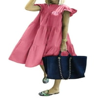 Douhoow ženska labava haljina casual s kratkim rukavima ruffle obrub mini haljine Swing sandress s-3xl
