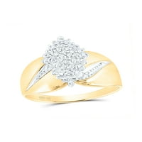 Jewels 10kt žuti zlatni ženski okrugli prong-set Diamond Oval klaster prsten CTTW veličina 6.5