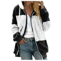Mlqidk zip up hoodie za žene, Fau krzna jakna kaput nejasno jakna od flisa plus veličine zip up zveckanje