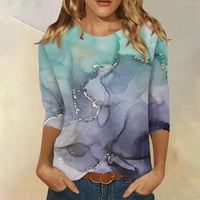 Košulje za vježbanje za žene modne tiskane majice rukave bluza okrugli vrat casual vrhovi
