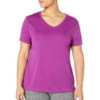 Ženska modna casual bluza plus veličina čvrsta majica V-izrez kratki rukav top vrući ružičasti xl