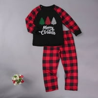 Božićni podudaranje Obiteljske pidžame postavljeno božićno stablo Print Tops + Plaid pantalone