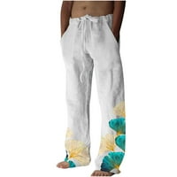 Muške hlače velike struke s visokim strukom Ljeto pamučno posteljina lagane udobne hlače modne casual