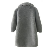 GLONME CALL OCLAR jakna za žene obične zimske tople kapute Otvoreno prednja fluffna odjeća Sivi XL