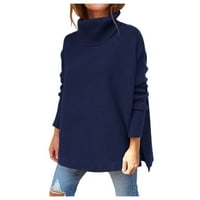 Ženski prevelizirani dugi rukav ležerni pleteni pleteni džemper s dugim dugim pulover na ramenu Pleteni