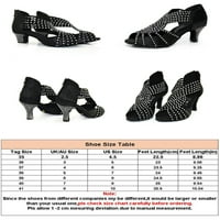 Zodanni Womens Latino plesne cipele Rhinestone Plesna cipela Srednja peta Sandale Cross remenske haljine