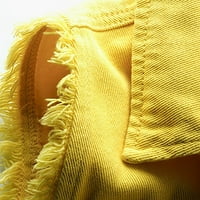 Spring bez rukava sa punim traper jakne za žene plus klirence žute veličine 6xl