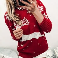 Symoid Weens pulover Dukseteri - pulover Ležerni kap ramena s dugim rukavima Crt Božićni pleteni životinjski