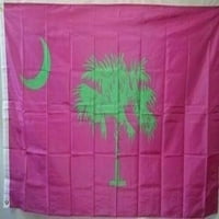 Ružičasta zelena južna karolina zastava Crescent Moon Palmetto Palm Tree State SC