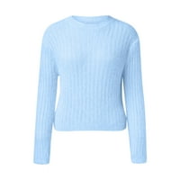 Pedort Jesen Trendy prevelizirani džemper za žene dugih rukava s rukavima prosipali rub pletiva pulover