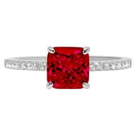 2.7ct Asscher Cred Red Prirodni Garnet 14k bijeli zlatni godišnjički zaručnički prsten veličine 7.5