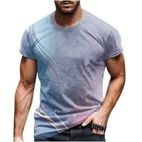 Lilgiuy Men Casual Okrugli izrez 3D digitalni ispis Pulover fitness sportske kratke hlače rukave b bluza