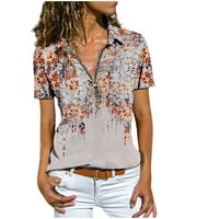 Ljetne ženske majice casual patentni zatvarač - izrez Tunika Trendy Loose Fit Short rukavi Slatka rever