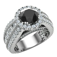 Black Diamond Modni dijamantni prstenovi za žene halo stil 18k bijeli zlatni kanal 4. Carat TW