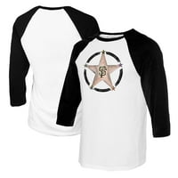 Ženska malena kauč bijela crna crna San Francisco divovi Vojska zvijezda 3 4-rukave Raglan majica