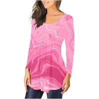 Žene Ležerne prilike za majicu Odštampani dugi rukav okrugli izrez Ruched pulover bluza HOT8SL4488505