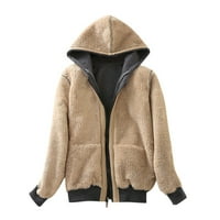 Riforla ženska ležerna zima topla sherpa obložena zip up kapuljač dukserica jakna kaput ženske jakne kaputi sive s