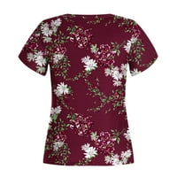 CLlios ženska latica kratki rukav udobne košulje vrhunske ljetne cvjetne tiskane v izrez bluza plus veličina labave majice