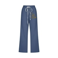 Capri pantalone za žene - elastični struk široki nogovi, ležerni cvjetni uzorak saziva pamuk pamuk sažeti