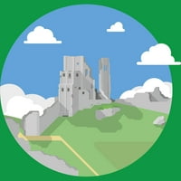 Dorset - Corfe Castle Muški Kelly Green Graphic Tee - Dizajn ljudi M
