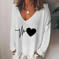 Ženska modna casual tiska V-izrez Majica s dugim rukavima TOP bluza pulover hot8sl4869119