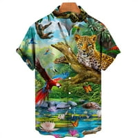 Unise ljetna košulja za muškarce odjeća kratkih rukava 3D košulje u životinjskoj boji V Vrat s jednim grudima povremene modne prevelike vrhove