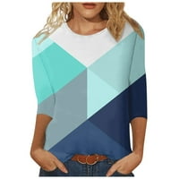 Ženske ruhove majice Ležerne prilike Blok okrugli vrat Tunic TURPS Trendy Patchwork Loot Fit Comfy bluza