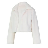 Stamzod Women Luksuzna zima topla flena kratka zima obrezana jakna od ovratnika kratki kaput bijeli