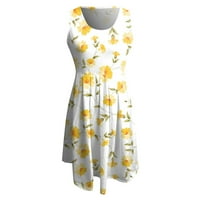 Haljina za ženske ležerne haljine sa labavim rezervoarima ljetne cvjetne ispise sunčane haljine bez