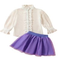 Bagilaanoe Toddler Baby Girls Fall Outfits Ispis majica s dugim rukavima + Tulle A-line suknja Little