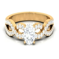 CT okrugli oblik Moissanite Infinity prsten sa crossover osovinom za žene, 14k žuto zlato, SAD 11.50