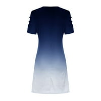 Žene Ljeto hladno rame okruglo vrata kratkih rukava Print casual tunika haljina od plaže