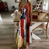 Ženska maxi Cami haljina Ljetna prodaja Dan neovisnosti tiskani Boho Fit Holiday Casual Opušteno bez