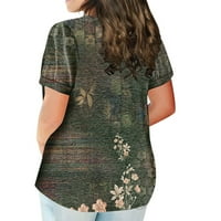 Ballsfhk Ženska vintage cvjetni ispis Pleted kratkih rukava Ležerna majica Top Plus size Pulover