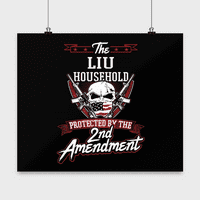 Prezime Liu Poster - Domaćinstvo zaštićeno 2. drugom Amandmanom - Personalizirani ljubitelji pištolja