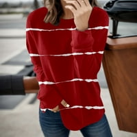 Entyinea obrezane dukseve za žene Ispis uzročnoj bluzi dugih rukava labav slouchy pulover plus veličine
