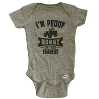 Smiješno poljoprivredno baby Bodysuit - Ja sam dokazan mama ne može oduprijeti poljoprivrednicima bebe bodi, sivom bojom