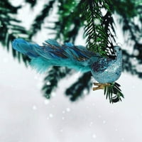Božićno drvce Simulirani peperski privjesci, 11 Glitter Blue Peacork s dugim repom, božićni paun cilp na ukrasima za Xmas Dekoraciju stabla