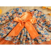 1-7y Kids Girls Halloween Formalna haljina crtana bundeva print lukovi okrugli izrez šuplje leđa Dugi