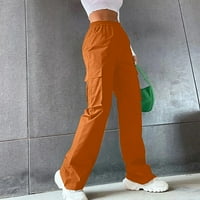 TOQOT teretni hlače Žene - Rad visoki struk baggy fit modne čvrste ležerne ruljine noge ženske aidedne