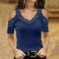 Košulje za žene izvan ramena kratkih rukava pulover za izrez V-izrez čipka bluza za dno