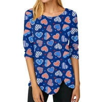 Ženski vrhovi okrugli izrez Grafički otisci bluza Modne žene T-majice rukav ljetni tunik Tee plavi s