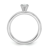 Sterling Silver Sjajljiv izrazi visoko okrugli bijeli Topaz Veličina prstena: 9; za odrasle i tinejdžere; Za žene i muškarce