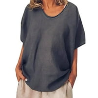 Ženske majice Žene Ležerne prilike Summer Solid O-izrez kratkih rukava plus veličina Top majica Bluza